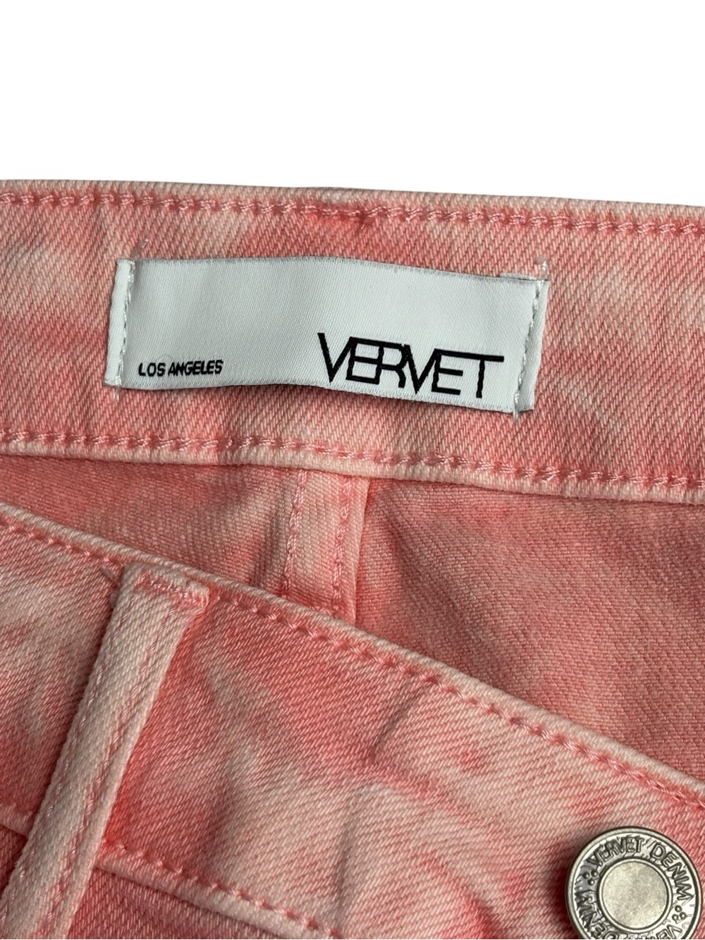 VERVET Pink Acid Wash Wide Leg Raw Hem Jeans Size 30 NWT - Picture 4 of 9
